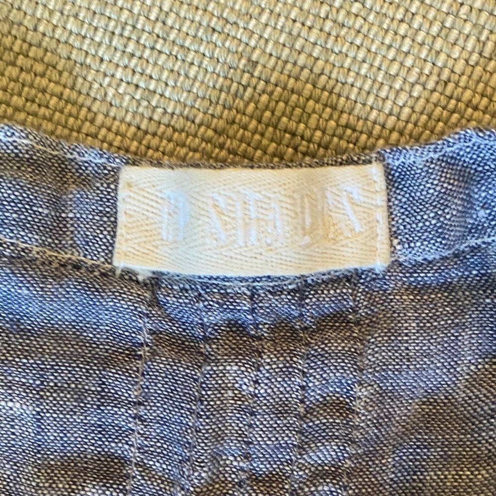 CP Shades Chambray Blue 100% Linen Tunic mini Dress sz Small - Picture 2 of 13